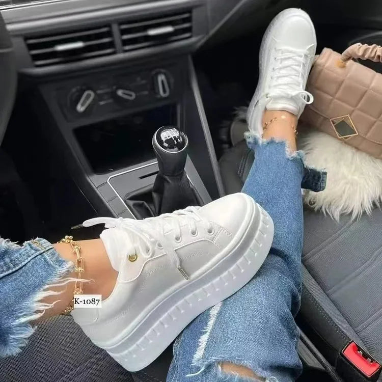 Platform White Shoes Woman Sneakers Fashion Ladies Trainers Baskets Femme Casual Chunky Sneakers Woman Big Size 43