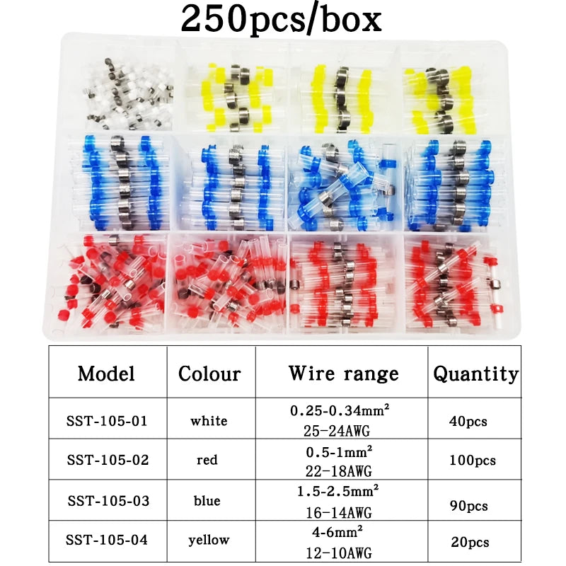 1 Set, Heat Shrink Connectors, Waterproof Insulated Electrical Crimp Wire Connectors, Splice Terminal For Automotive Marine Boat