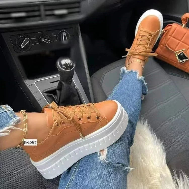 Platform White Shoes Woman Sneakers Fashion Ladies Trainers Baskets Femme Casual Chunky Sneakers Woman Big Size 43