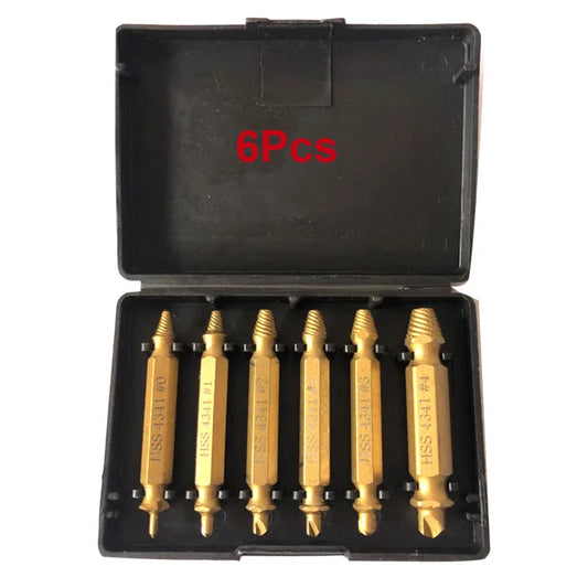 6pcs Damaged Screw Extractor Set: Double Head Screw Remover Tools for Easy Out Bolt Extractor & Broken Head Screw Removers - Hig