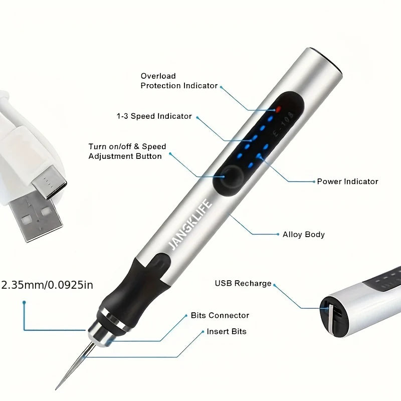 USB Cordless Rotary Tool Kit Woodworking Engraving Pen DIY For Jewelry Metal Glass Mini Wireless Drill