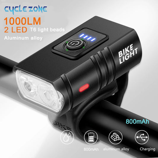 T6 LED Bike Front Light Bicycle Headlight Rechargeable Bright MTB Road Bike Head Lamp LED Cycling Flashlight for Night Riding