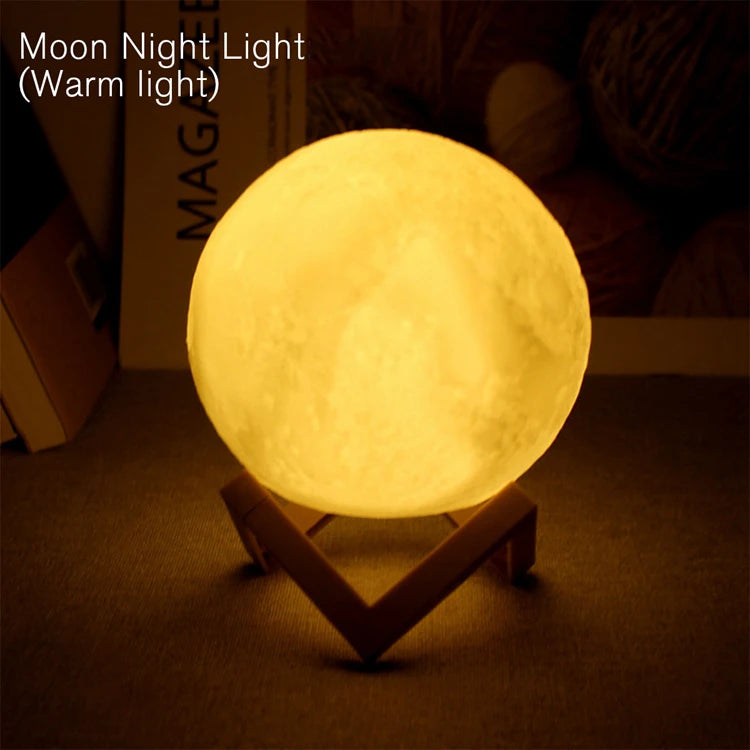 Moon Lamp LED Night Light Battery Powered With Stand Starry Lamp For Bedroom Decor Night Lights Kids Gift Moon Lamp