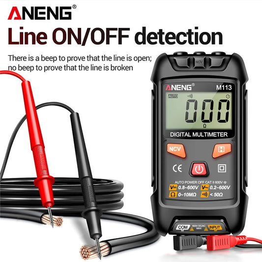 ANENG M113 Inteligent Mini Multimeter Digital 1999 Counts AC/DC Voltage Meter Ohm NCV Measuring Instruments Electricity Tools