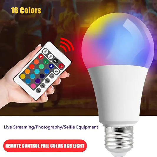 RGB lamp 5W 10W 15W RGBW Color-Changing Bulb LED Bulb Color Bulb With Remote Control E27 16 Color Options 220V Multi-Color Dimma