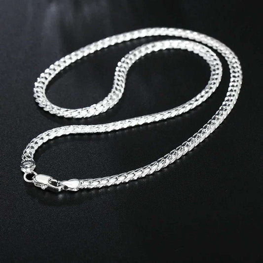 New 20-60cm Silver Color Plated Luxury Brand Design Noble 6mm Necklace Chain For Woman Men Fashion Wedding Engagement Jewelry