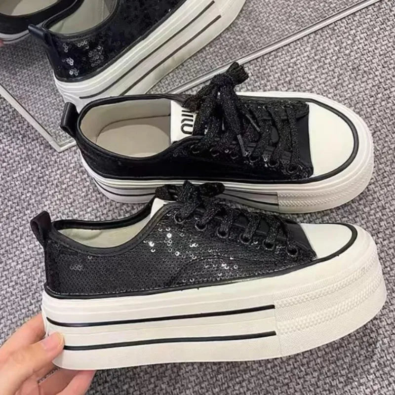 New Women Luxury Platform Shoes Designer Bling Fashion Casual Sneakers Zapatos Para Mujeres Designer Vulcanize Shoes Mujeres