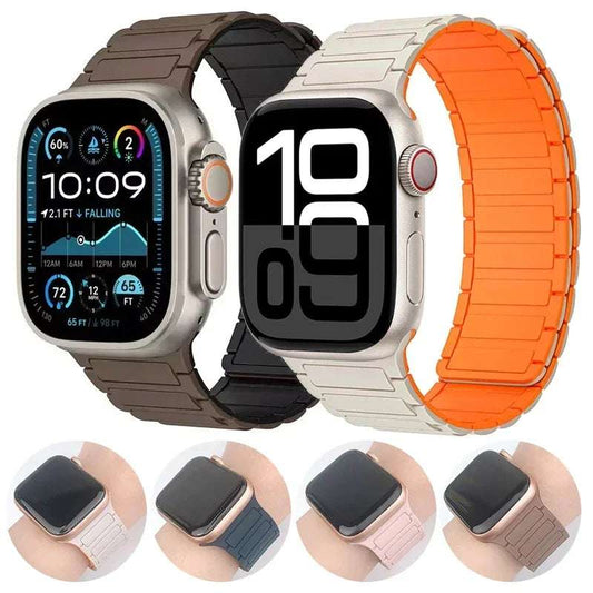 Magnetic Strap for Apple Watch Band 45mm 44 mm 40mm 46mm 41mm 42mm 38 Silicone Bracelet iWatch Series 8 7 6 Se 9 10 Ultra2 49mm