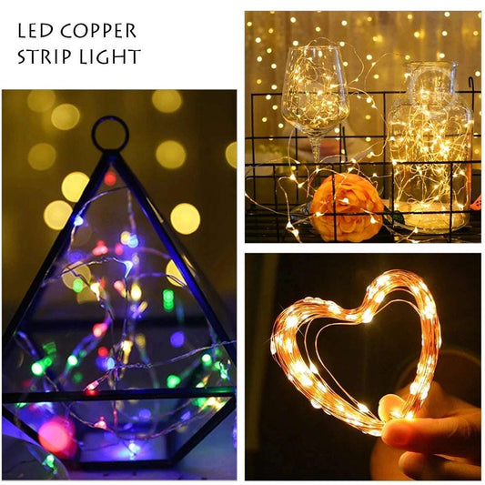 10M 5M 3M 2M Copper Wire LED Tinsel Garland Battery Powered Fairy LED String Lights for Holiday Christmas Wedding Party Decor