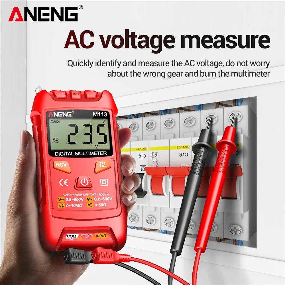 ANENG M113 Inteligent Mini Multimeter Digital 1999 Counts AC/DC Voltage Meter Ohm NCV Measuring Instruments Electricity Tools