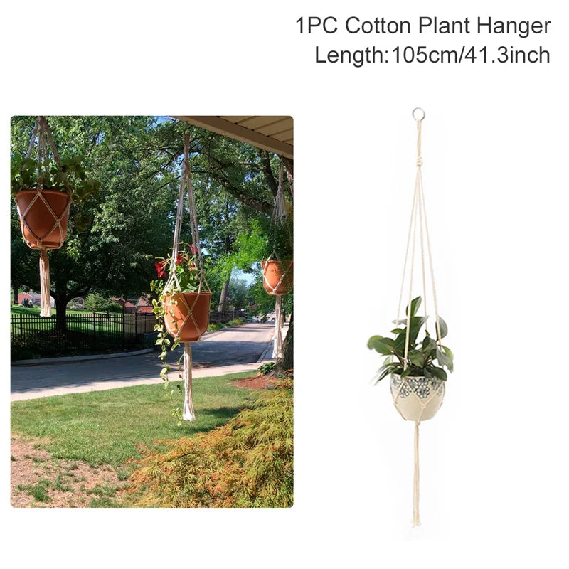 Hanging Plant Handmade Macrame Plant Hanger Flower Pot Planter Hanger Wall Decor Courtyard Garden Hanging Planter Hanging Basket