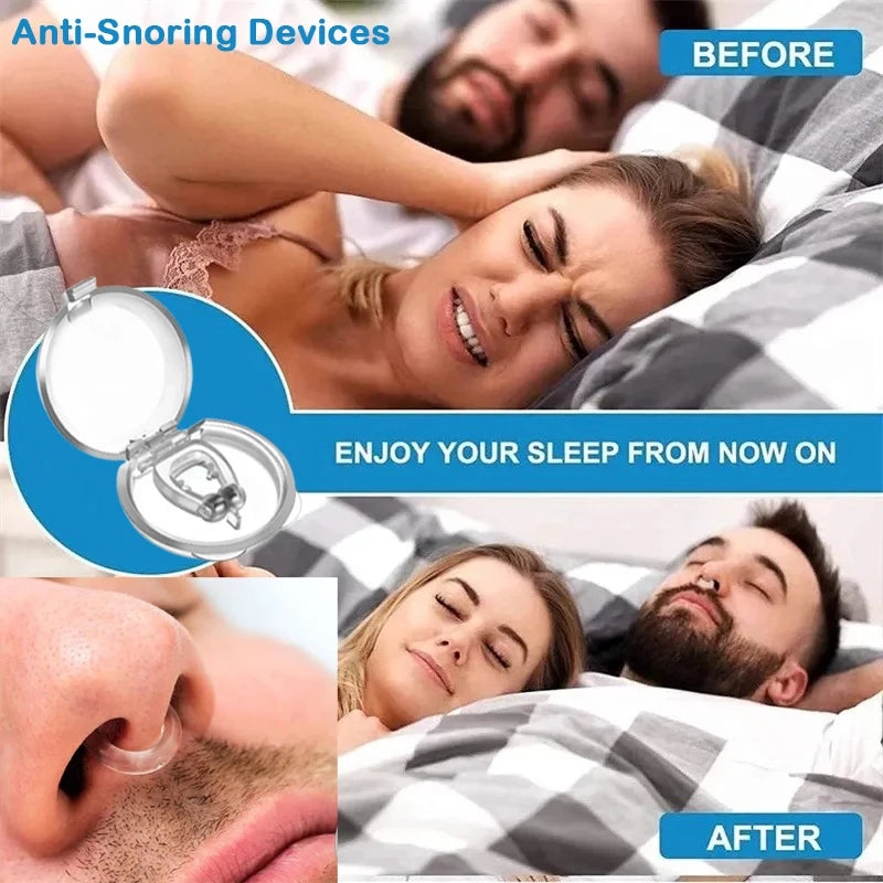 Anti Snore Stop Snoring Nose Clip Silicone Magnetic Sleep Tray Sleeping Aid Apnea Guard Night Device with Case Anti