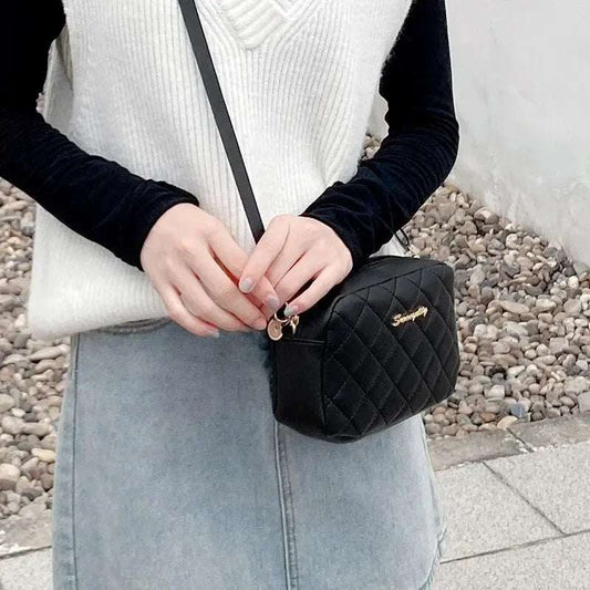 Ladies 2024 Embroidery Camera Bag Diamond Lattice Crossbody Shoulder Fashion Bag Christmas New Female