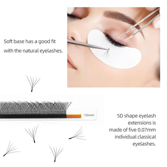 NAGARAKU 5D W Shape Big Bundle Eyelash Extension Mega Volume Premade Fans Eyelashes Super Soft Full Dense Lashes