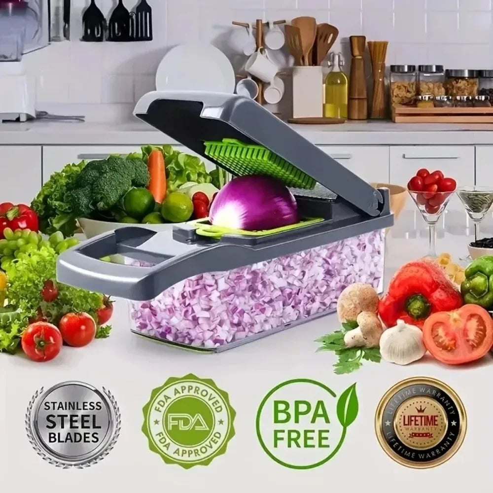 Multifunctional Vegetable Chopper Handle Food Grate Food Chopper Vegetable Slicer Dicer Cut 14/16 in 1 Kitchen Items Cocina