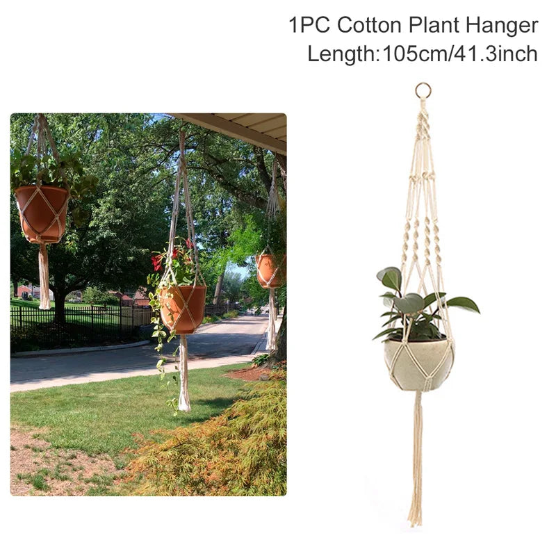 Hanging Plant Handmade Macrame Plant Hanger Flower Pot Planter Hanger Wall Decor Courtyard Garden Hanging Planter Hanging Basket