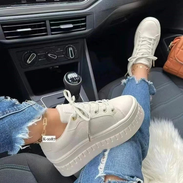 Platform White Shoes Woman Sneakers Fashion Ladies Trainers Baskets Femme Casual Chunky Sneakers Woman Big Size 43