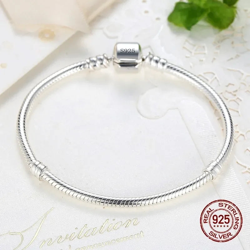 Handmade Original Fine Jewelry 925 Silver Charm Bracelet Soft Smooth Snake Bone Bracelets for Women