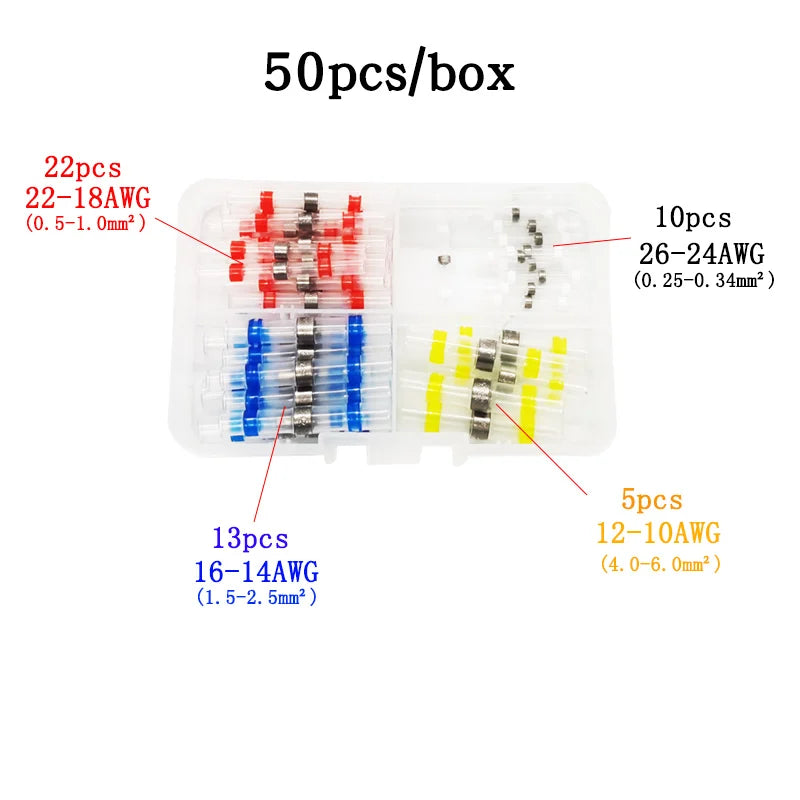 1 Set, Heat Shrink Connectors, Waterproof Insulated Electrical Crimp Wire Connectors, Splice Terminal For Automotive Marine Boat