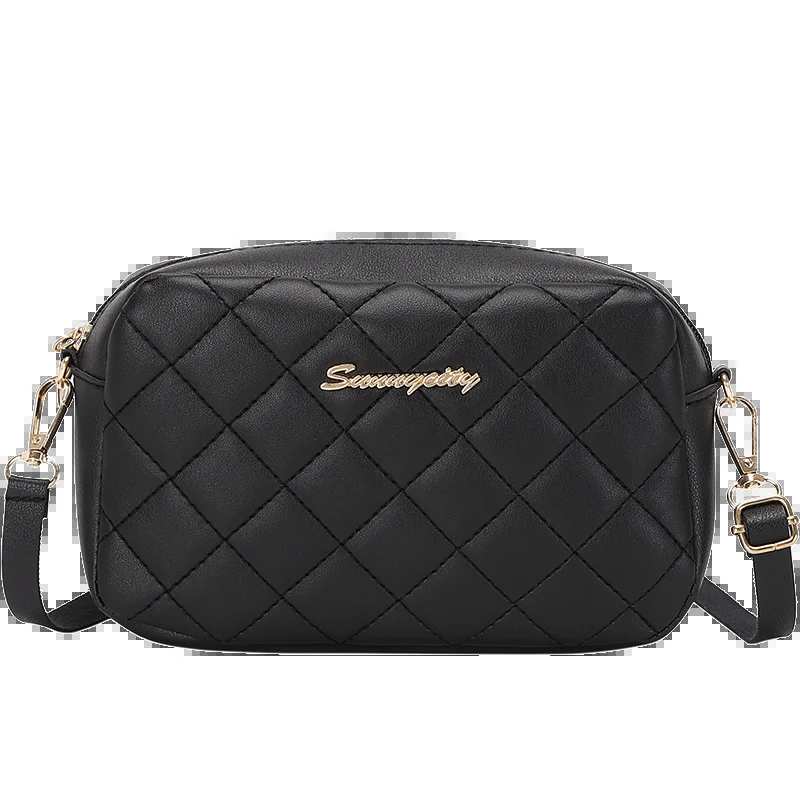 #228 Diamond-shaped quilted zipper square bag, metal lettering shoulder bag, fashionable woman shoulder bag, camera casual bag